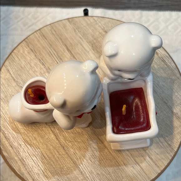 RUSS White Bear Candle Holders with Red Accents - Picture 6 of 15